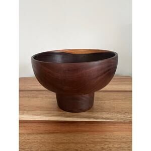 Vintage John May Hand Turned Teak Bowl Signed Jackson NH JL